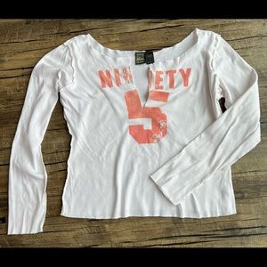 White Long Sleeve Top with Pink Graphic